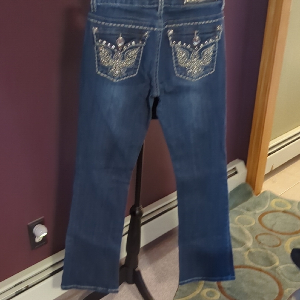 Miss Chic Jeans Blue Boot Cut with Decorative Stitching